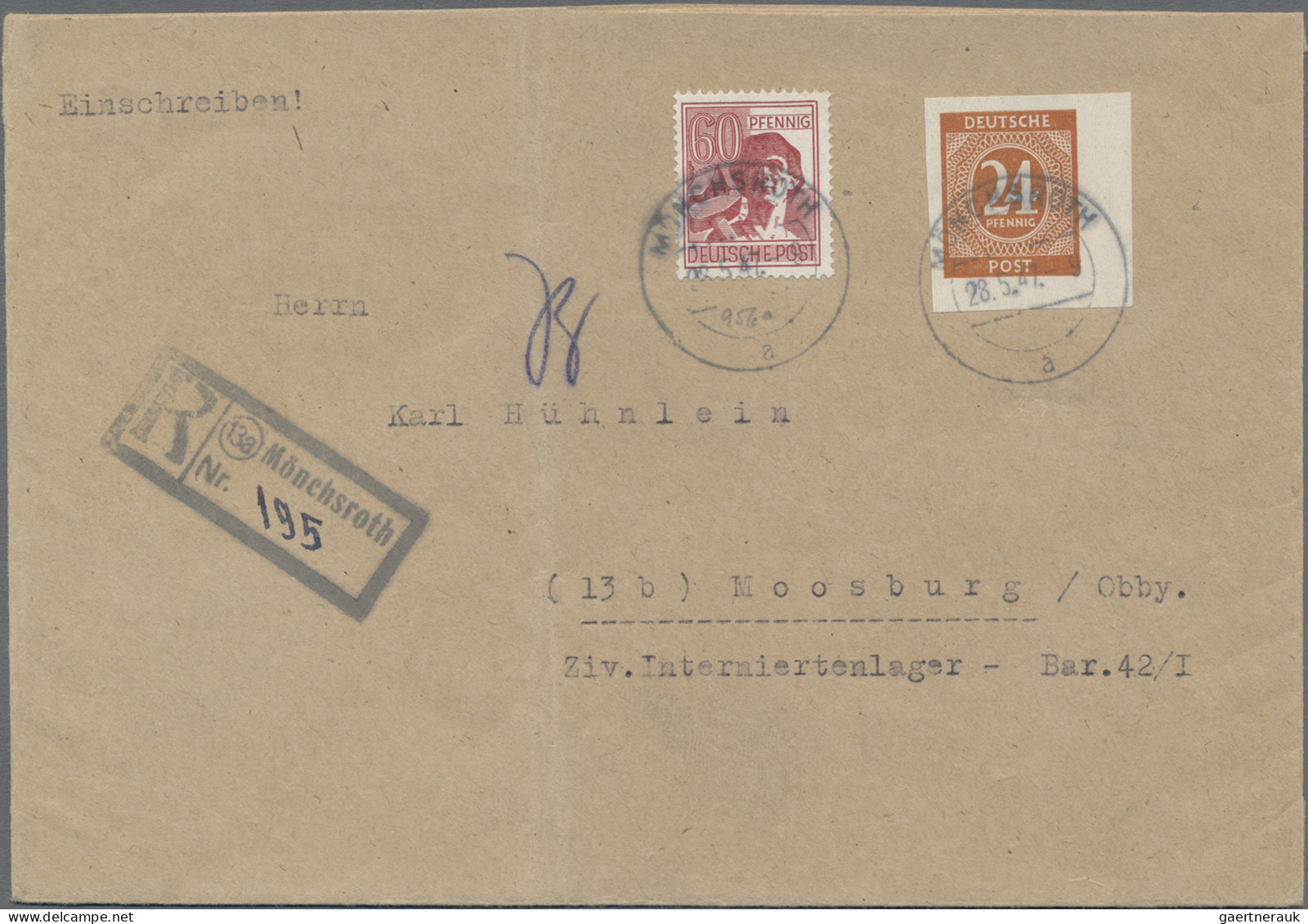 Alliierte Besetzung - Gemeinschaftsausgaben: 1946, 24 Pfg Geschnitten (aus Block - Sonstige & Ohne Zuordnung