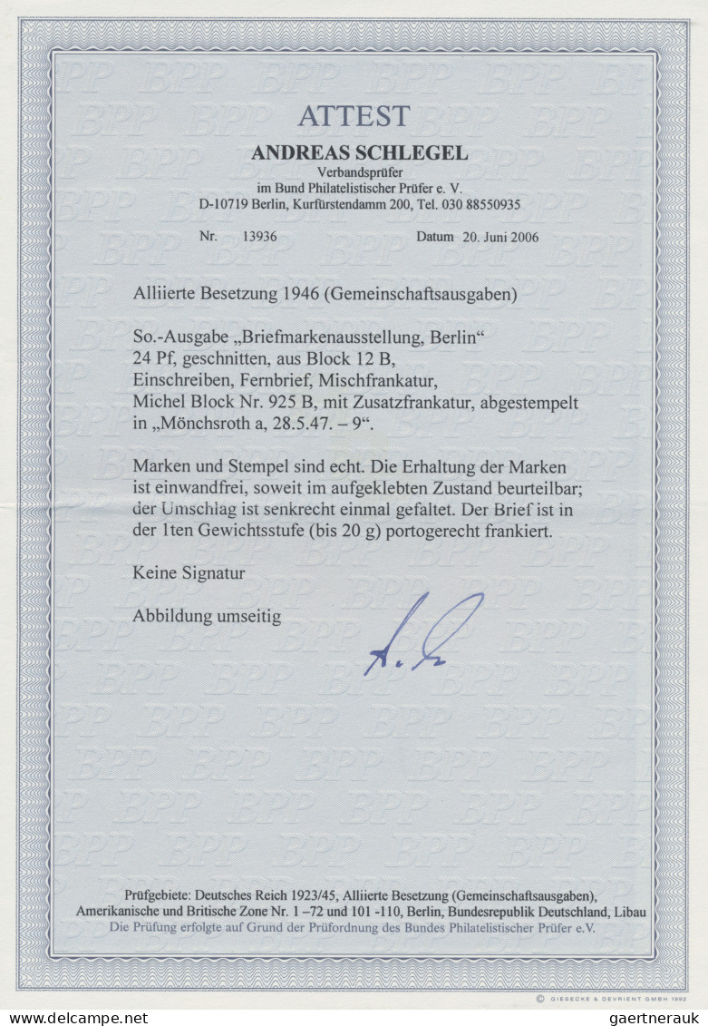 Alliierte Besetzung - Gemeinschaftsausgaben: 1946, 24 Pfg Geschnitten (aus Block - Sonstige & Ohne Zuordnung