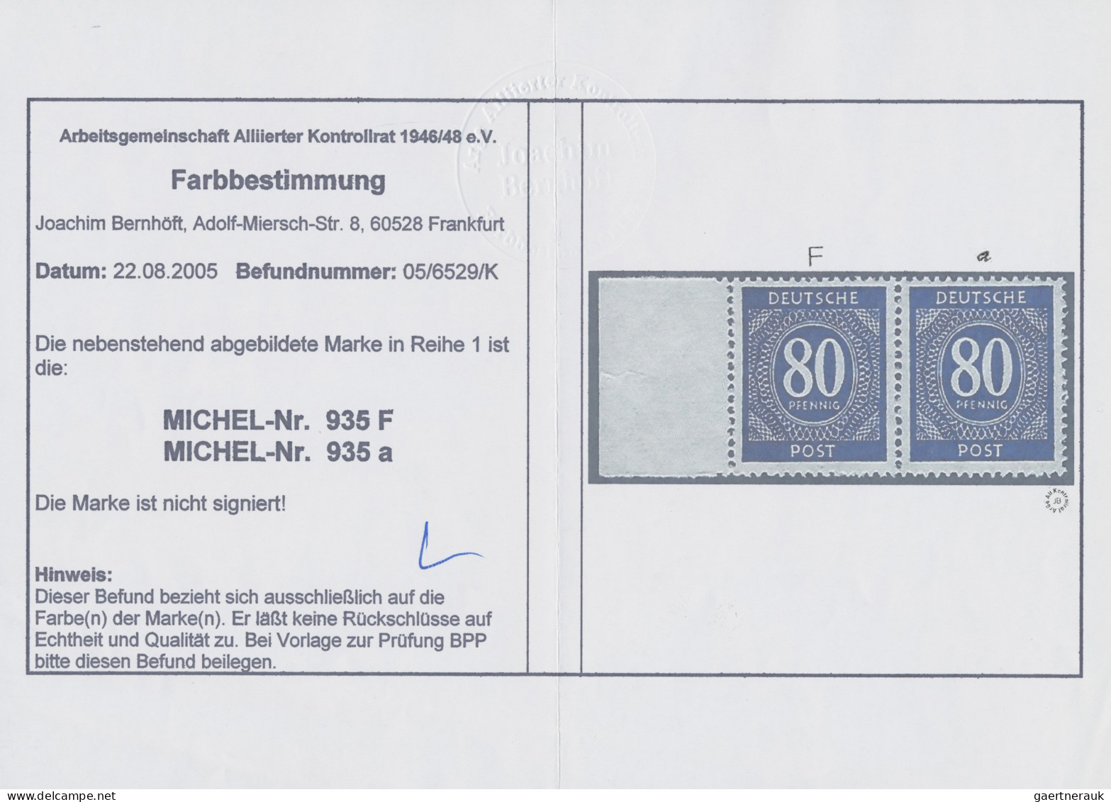 Alliierte Besetzung - Gemeinschaftsausgaben: 1946, 80 Pf Ziffern Im Waagerechten - Other & Unclassified