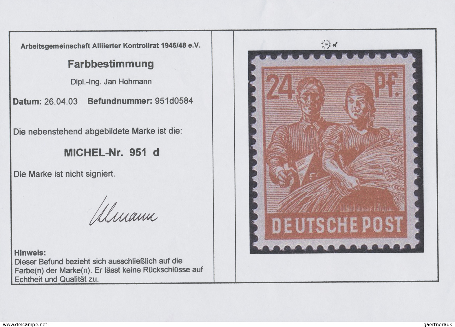 Alliierte Besetzung - Gemeinschaftsausgaben: 1947, Zwei Einzelmarken Der 24 Pfg. - Autres & Non Classés