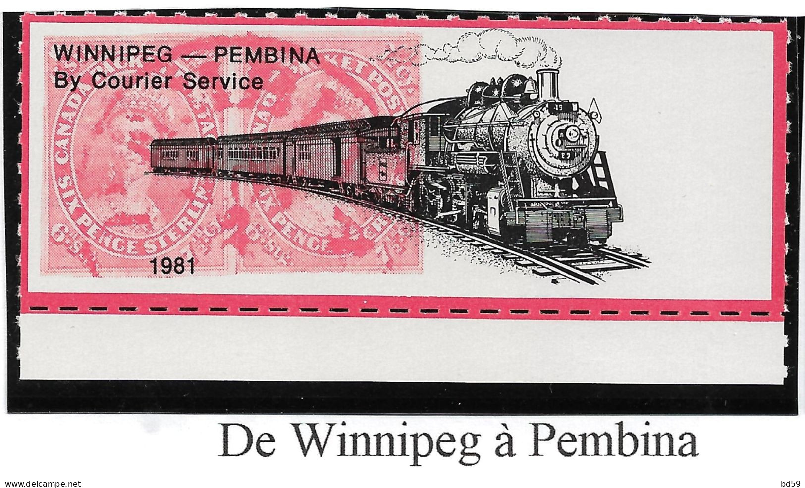 CANADA Local Issue Emission Locale WINNIPEG à PEMBINA Poste Privée - Werbemarken (Vignetten)