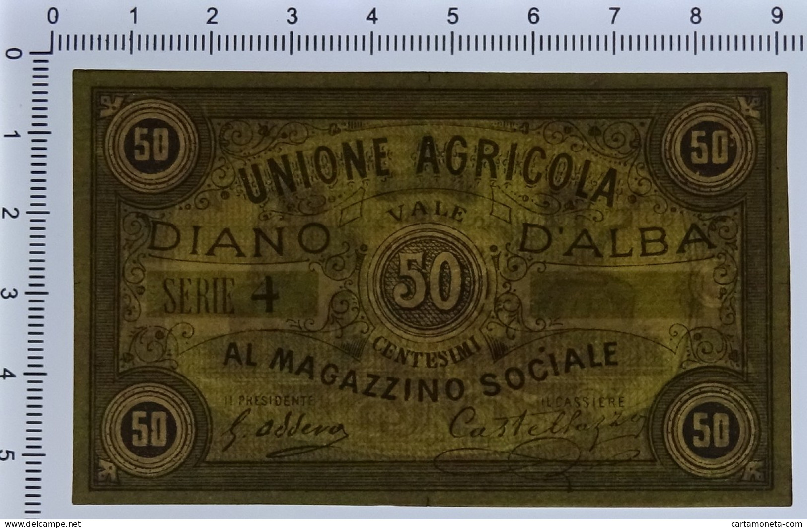 50 CENTESIMI NON EMESSO BIGL. FIDUCIARIO DIANO D'ALBA UNIONE AGRICOLA 1893 SUP+ - Other & Unclassified