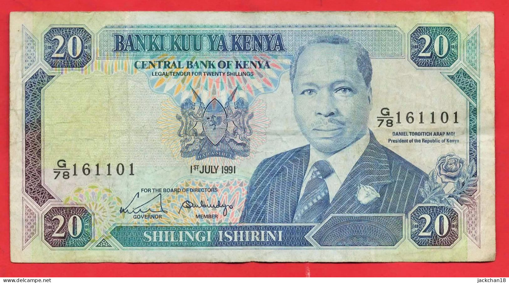 -- 20 SHILINGI ISHIRINI / CENTRAL BANK OF KENYA / Président De La République Du KENYA / 1991 -- - Kenia