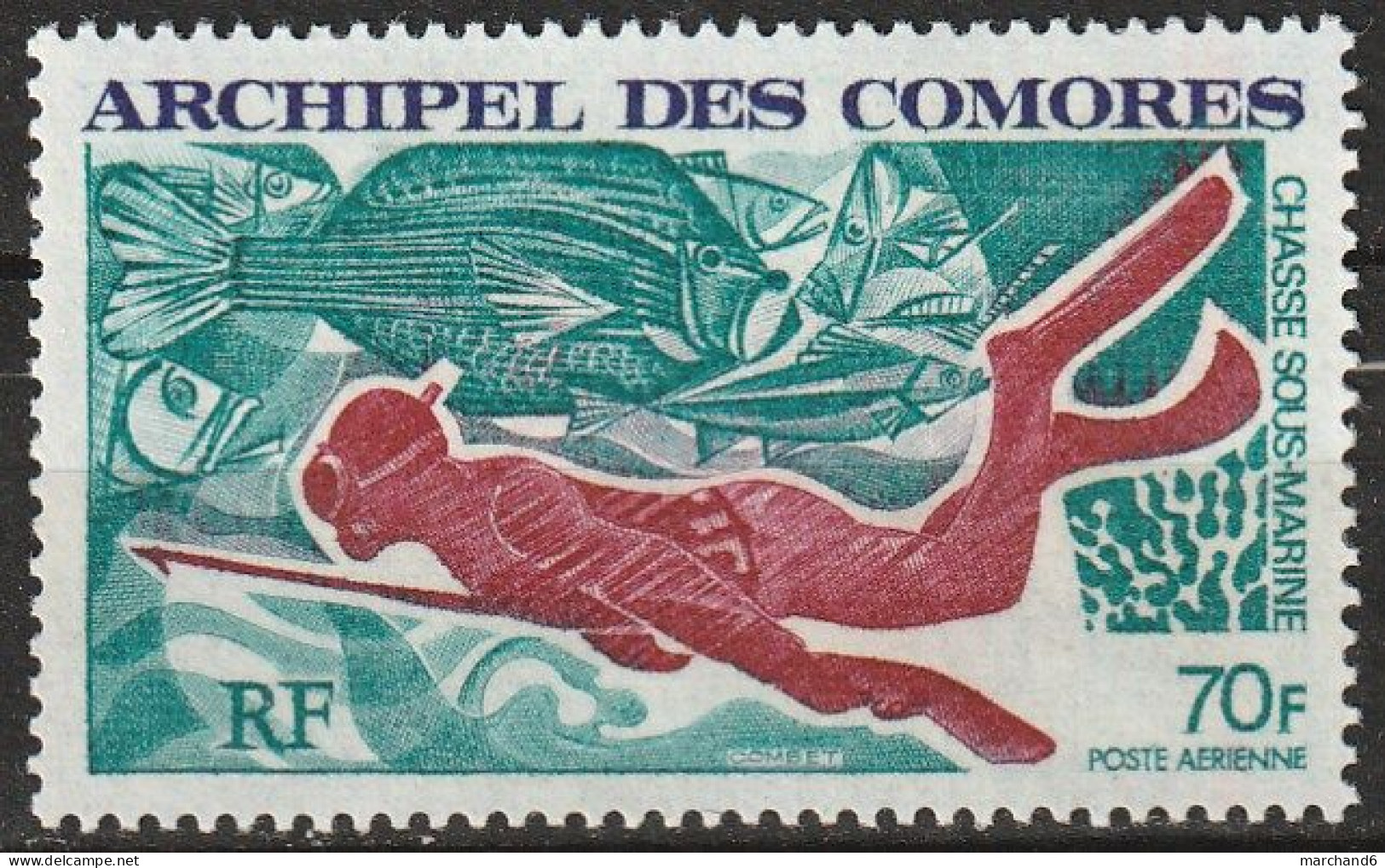 Comores Chasse Sous Marine Poste Aérienne N°44 **neuf - Poste Aérienne