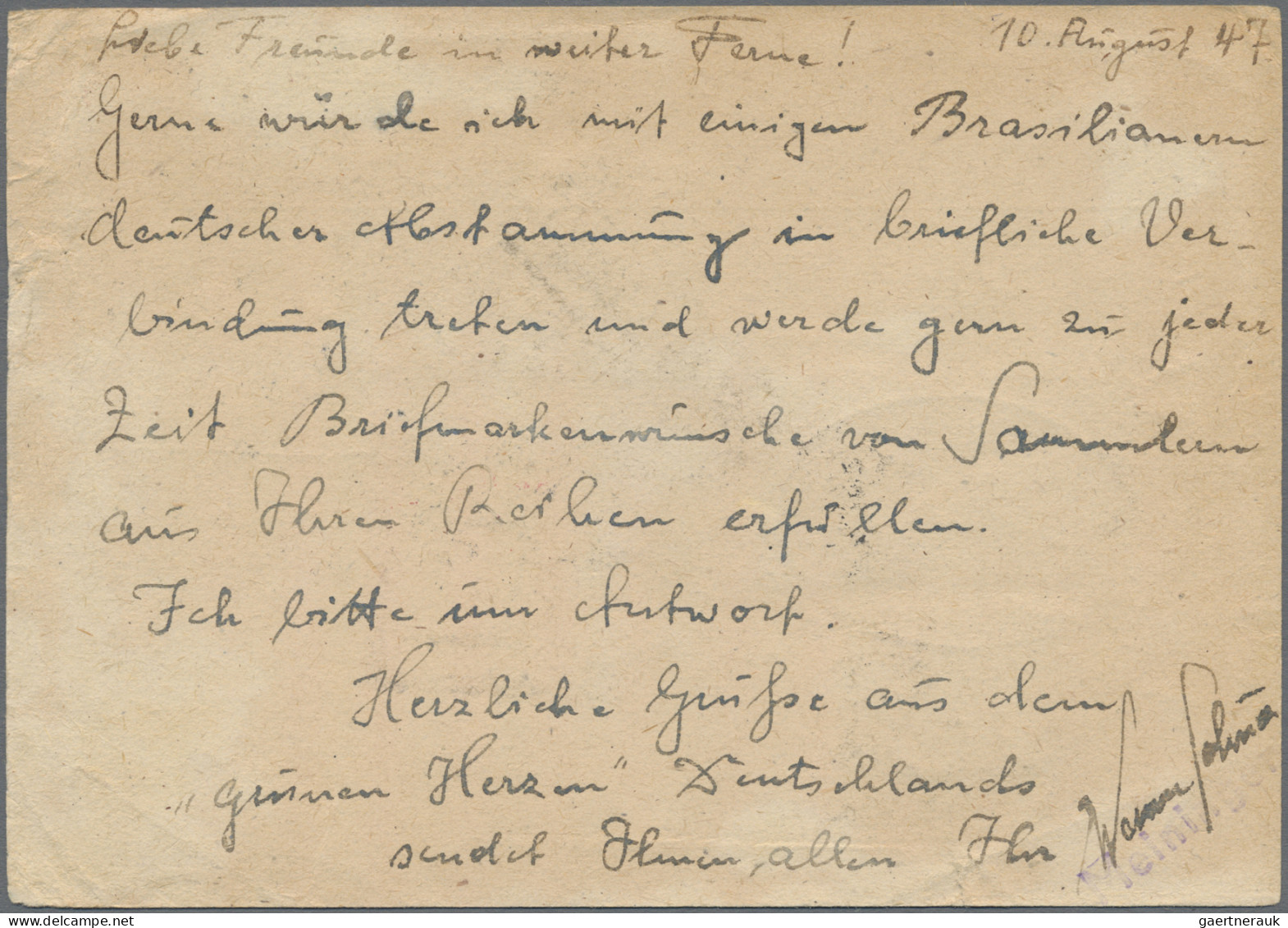 Alliierte Besetzung - Ganzsachen: 1947, Karte 12 Pfg. Stephan Mit Zusatzfrankatu - Autres & Non Classés