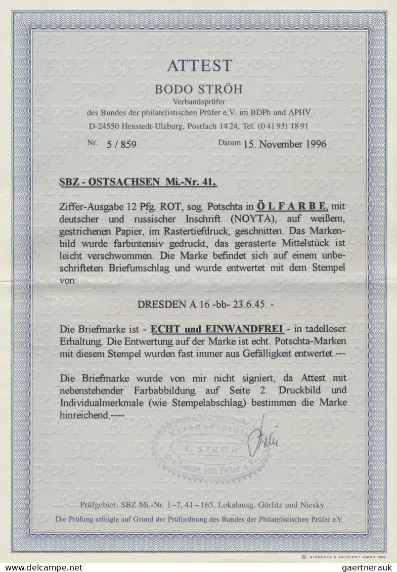 Sowjetische Zone - Ost-Sachsen: 1945, 12 Pf Ziffer Mit Russischer Inschrift, Sog - Andere & Zonder Classificatie