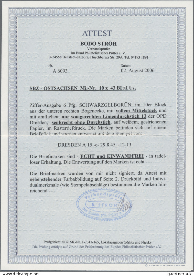 Sowjetische Zone - Ost-Sachsen: 1945, Freimarken Ziffern Im Kreis 6 Pf. Schwarzg - Other & Unclassified