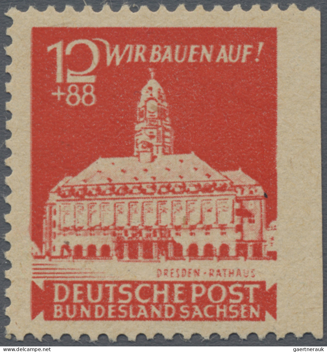 Sowjetische Zone - Ost-Sachsen: 1946, 12+88 Pf, Wiederaufbau, Probedruck In Lebh - Autres & Non Classés