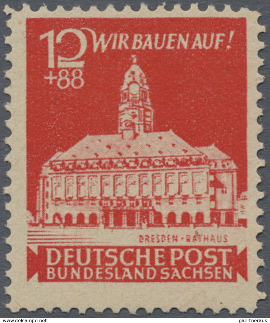 Sowjetische Zone - Ost-Sachsen: 1946, 12 Pf Wiederaufbau, Postfrischer PROBEDRUC - Autres & Non Classés