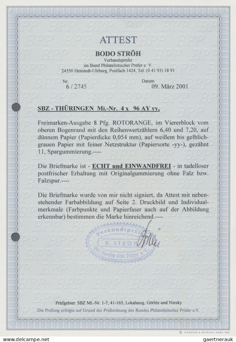 Sowjetische Zone - Thüringen: 1945, 8 Pf Freimarke, Spargummi, Dünnes Papier Sor - Sonstige & Ohne Zuordnung