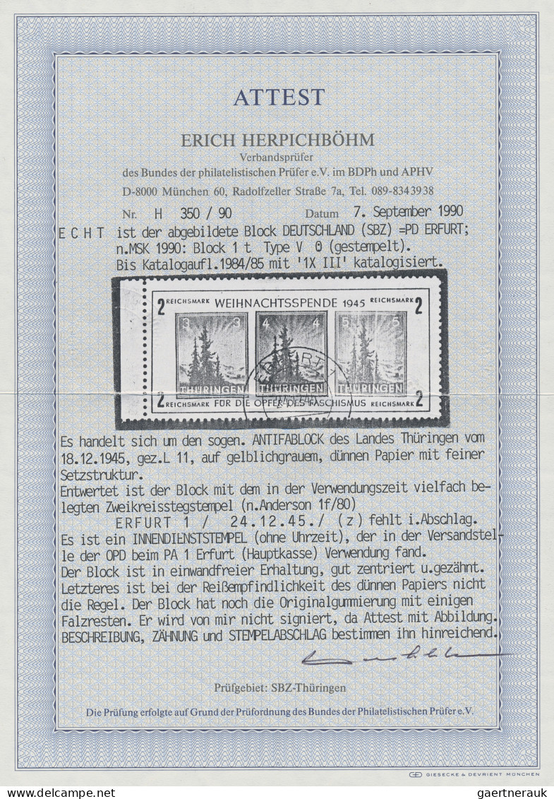 Sowjetische Zone - Thüringen: 1945, Antifa-Block Auf Gelblichgrauem Papier Mit F - Other & Unclassified