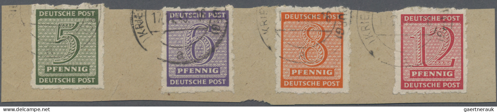 Sowjetische Zone - West-Sachsen: 1945, 5 Bis 12 Pfg. Ziffer Mit Postmeister-Nähm - Sonstige & Ohne Zuordnung