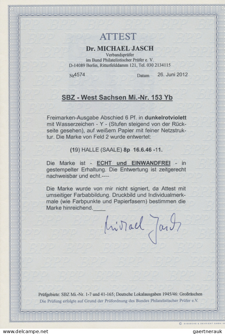 Sowjetische Zone - West-Sachsen: 1946, Abschiedsausgabe 6 Pf, Wz. Stufen Steigen - Autres & Non Classés