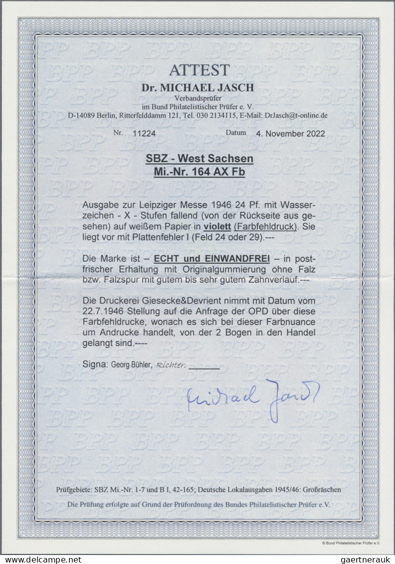 Sowjetische Zone - West-Sachsen: 1946, 24 Pf Leipziger Messe In Violett Statt Br - Other & Unclassified