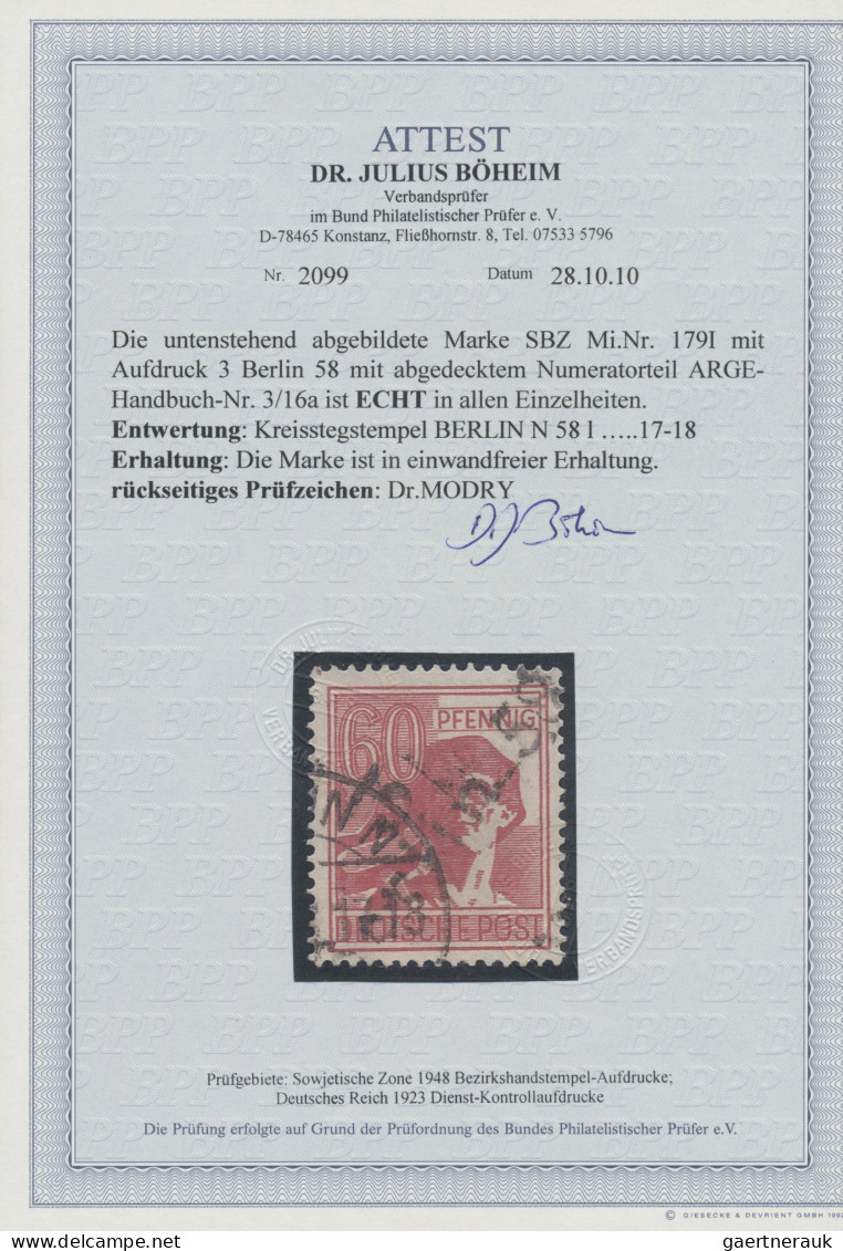 Sowjetische Zone - Bezirkshandstempel - I - Bez. 3 (Berlin): BERLIN 58: Die 60 P - Other & Unclassified