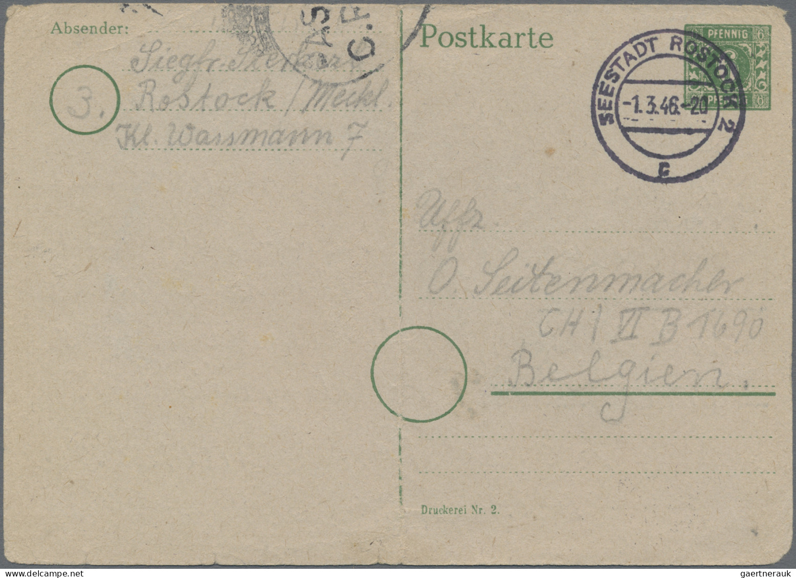 Sowjetische Zone - Ganzsachen: 1946, Ganzsachen-Karte Mecklenburg 6 Pfg. Grün Vo - Other & Unclassified