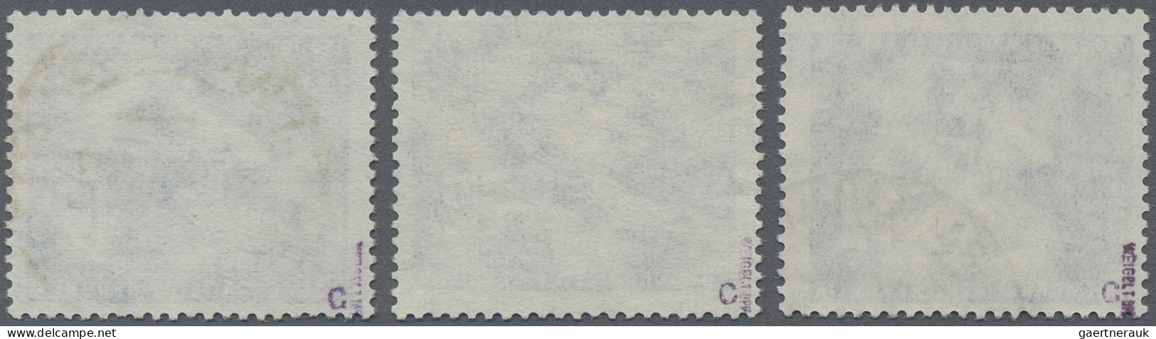 DDR: 1950, 12 Pfg. Mansfelder Bergbau, 3 Gestempelte Marken In Farbe "c". Alle G - Used Stamps