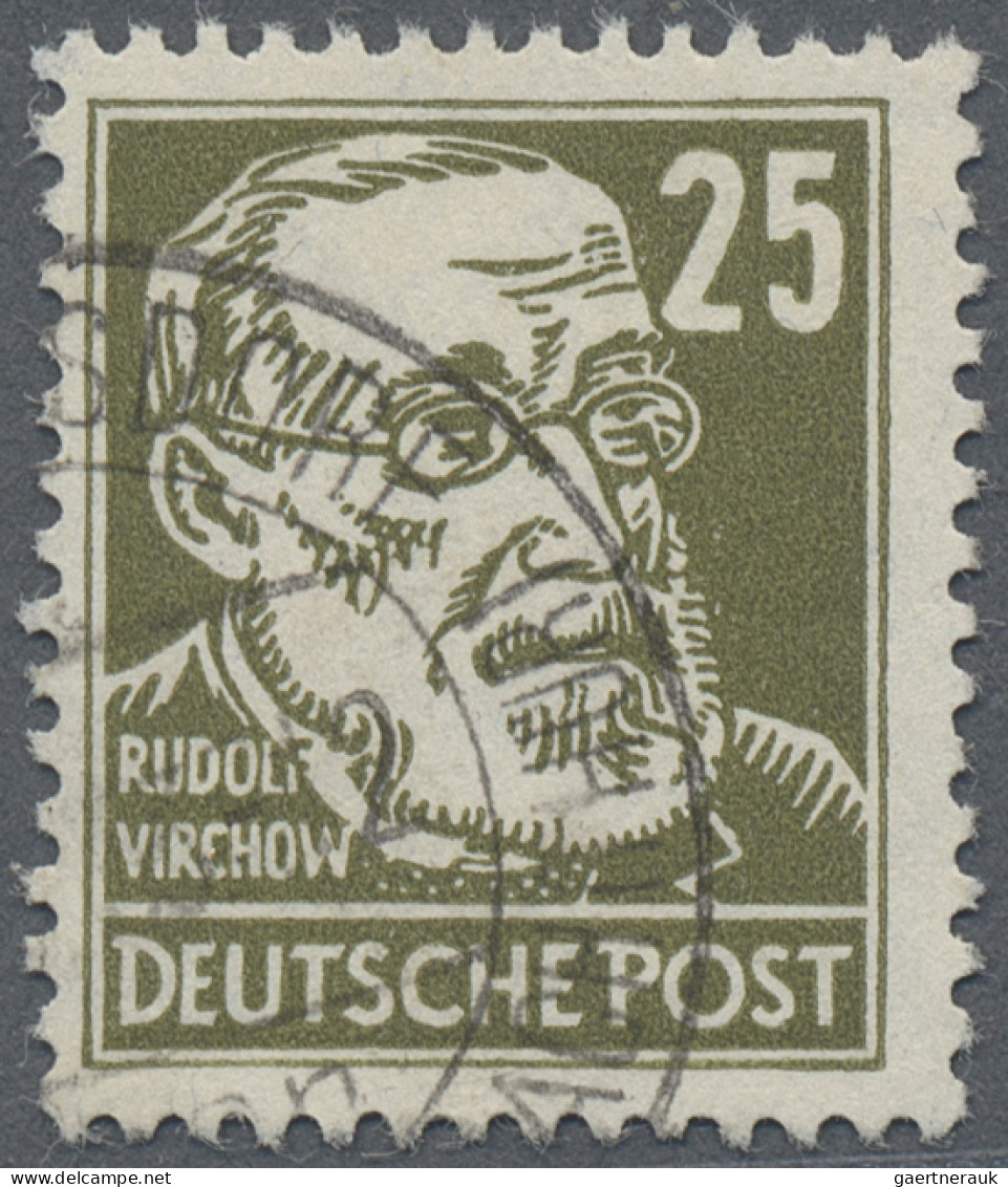 DDR: 1953, 25 Pfg. Braunoliv Auf Gewöhnlichem Papier Mit Wasserzeichen "DDR Post - Gebruikt