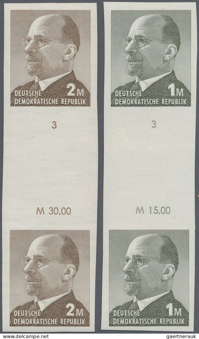 DDR: 1969, Ulbricht 1 Mark Grünoliv Und 2 Mark Siena, Zwei Ungezähnte Zwischenst - Ungebraucht