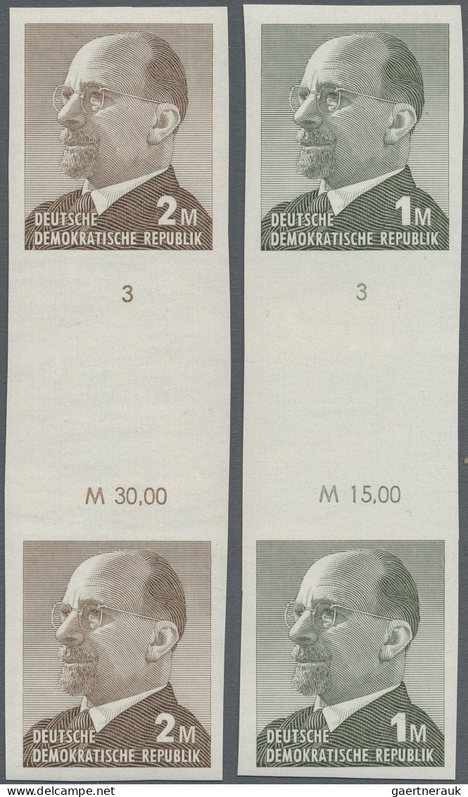 DDR: 1969, Ulbricht 1 Mark Grünoliv Und 2 Mark Siena, Zwei Ungezähnte Zwischenst - Unused Stamps