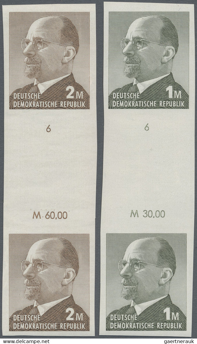 DDR: 1969, Ulbricht 1 Mark Grünoliv Und 2 Mark Siena, Zwei Ungezähnte Zwischenst - Neufs