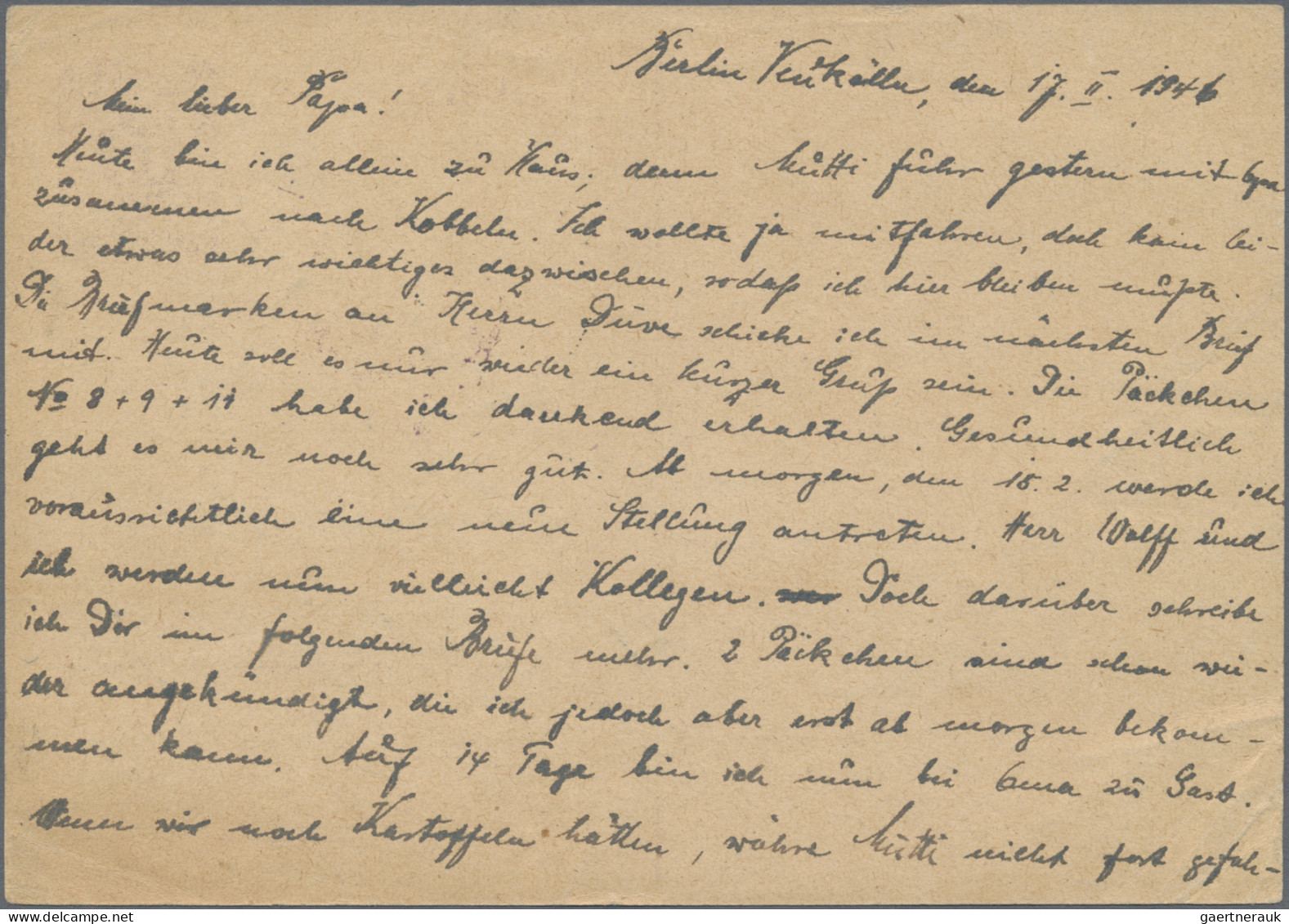 Berlin - Vorläufer: 1946, Ganzsachenkarte Kontrollrat 6 Pfg. Ziffer Bedarfsgebra - Lettres & Documents