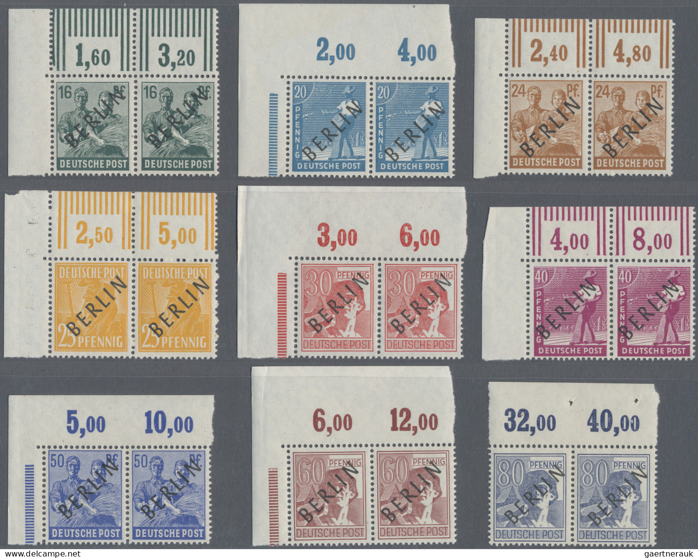 Berlin: 1948 Kompletter Satz Der 20 Werte Mit Schwarzem Aufdruck "BERLIN" Je Im - Unused Stamps