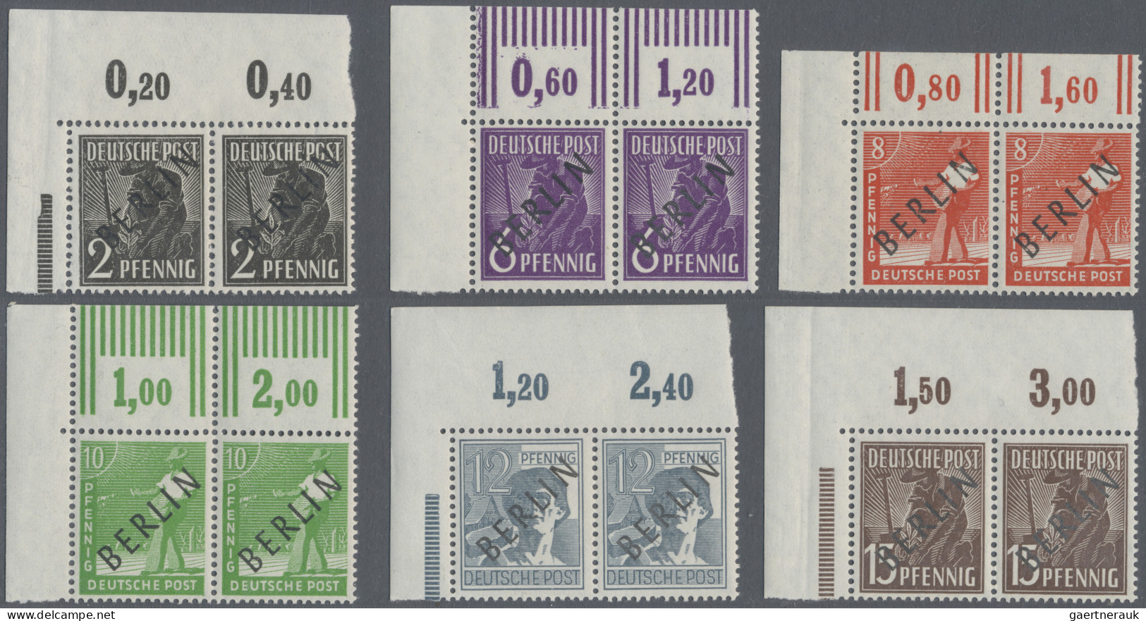 Berlin: 1948 Kompletter Satz Der 20 Werte Mit Schwarzem Aufdruck "BERLIN" Je Im - Unused Stamps