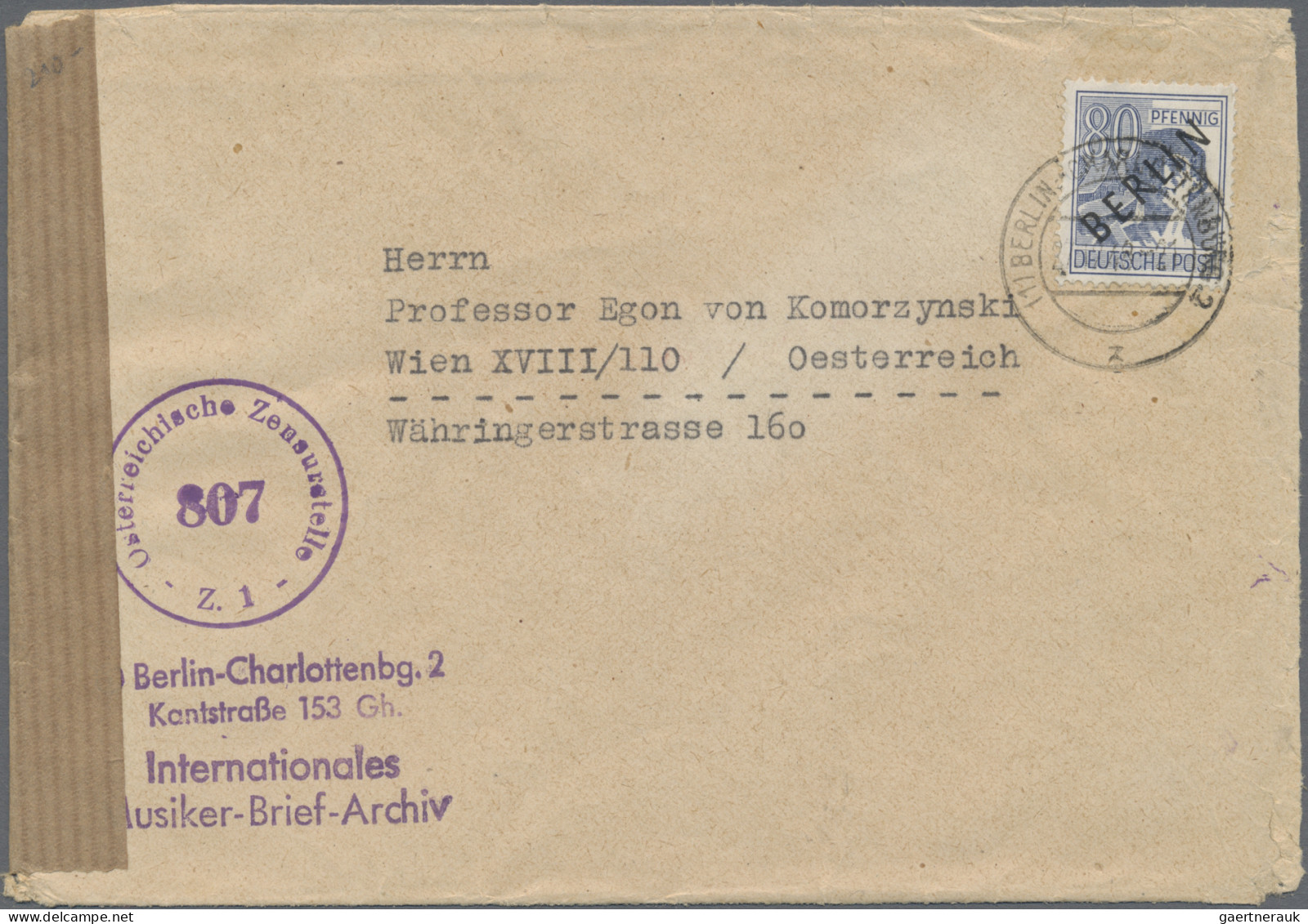 Berlin: 1948, 80 Pfg. Schwarzaufdruck Als Portogerechte Einzelfrankatur Auf Brie - Covers & Documents