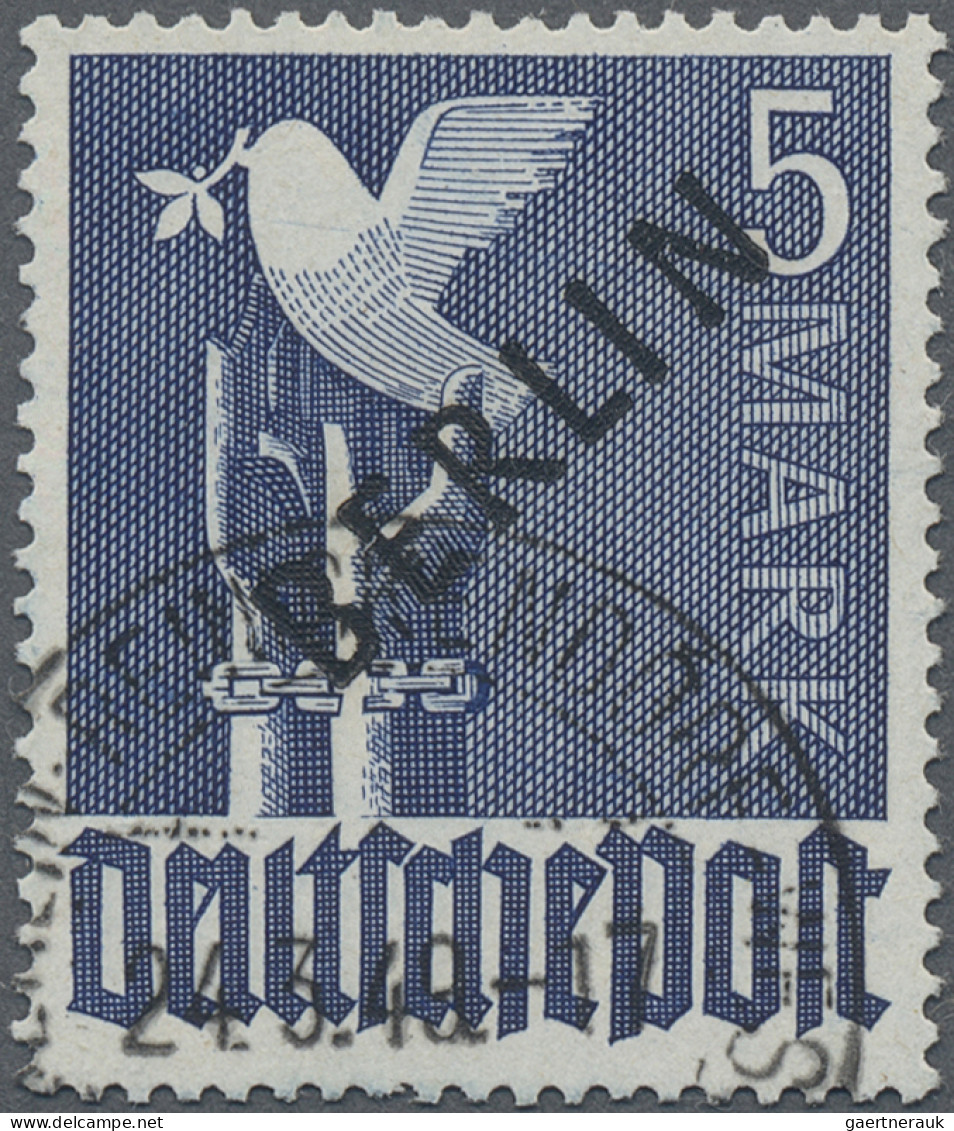 Berlin: 1948, 5 M. Schwarzaufdruck, Sauber Entwertet "BERLIN-REINICKENDORF... 24 - Used Stamps