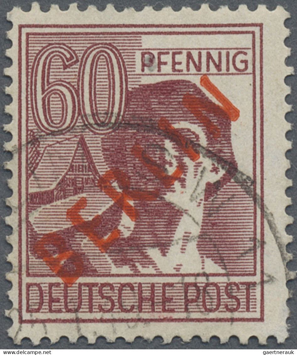 Berlin: 1949 60 Pf. Lebhaftbraunrot Mit DOPPELTEM AUFDRUCK In Rot, Gestempelt "B - Autres & Non Classés