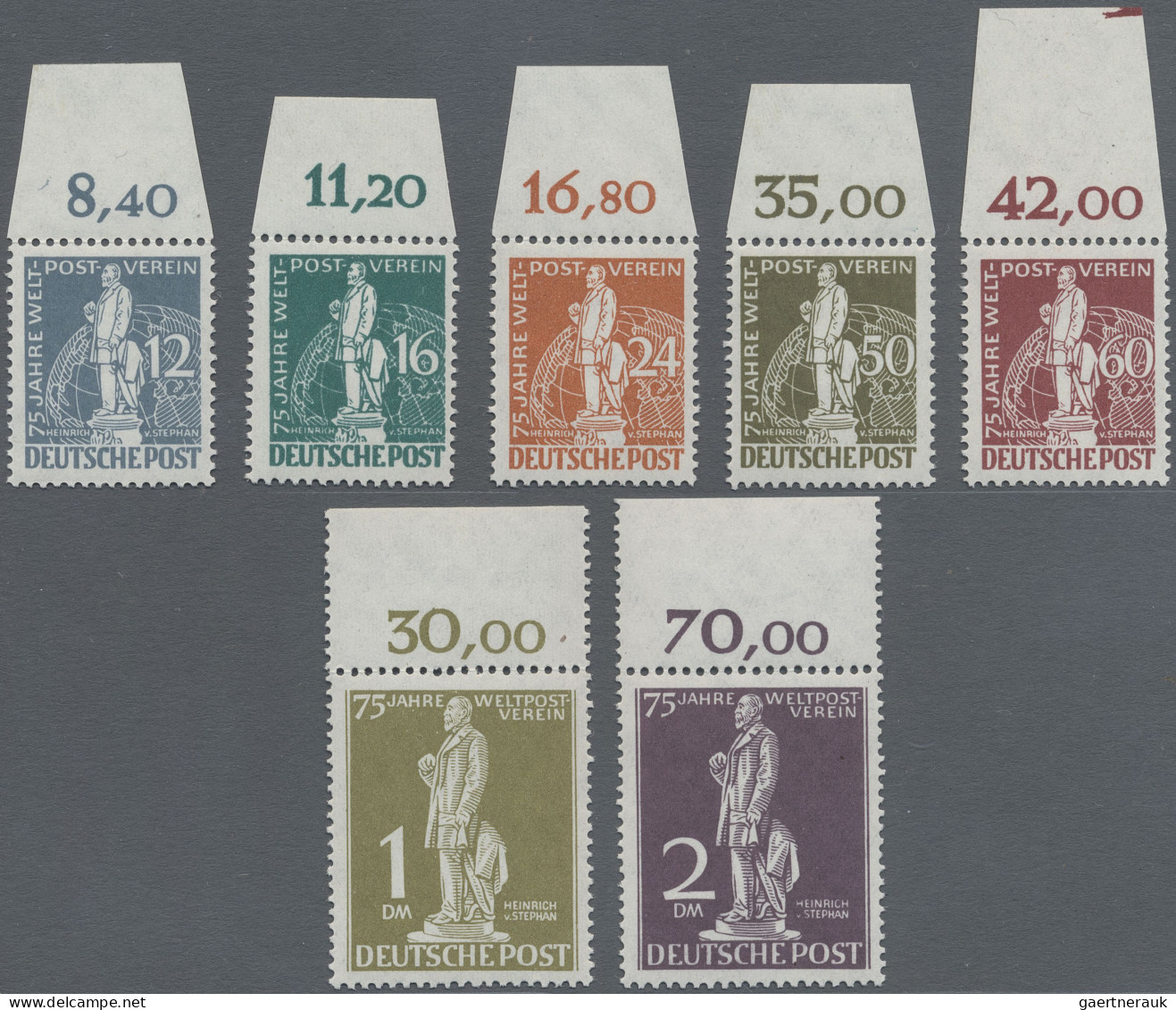 Berlin: 1949, Stephan, Kpl. Satz Vom Oberrand, Ansehen, Mi 750,-++ - Unused Stamps