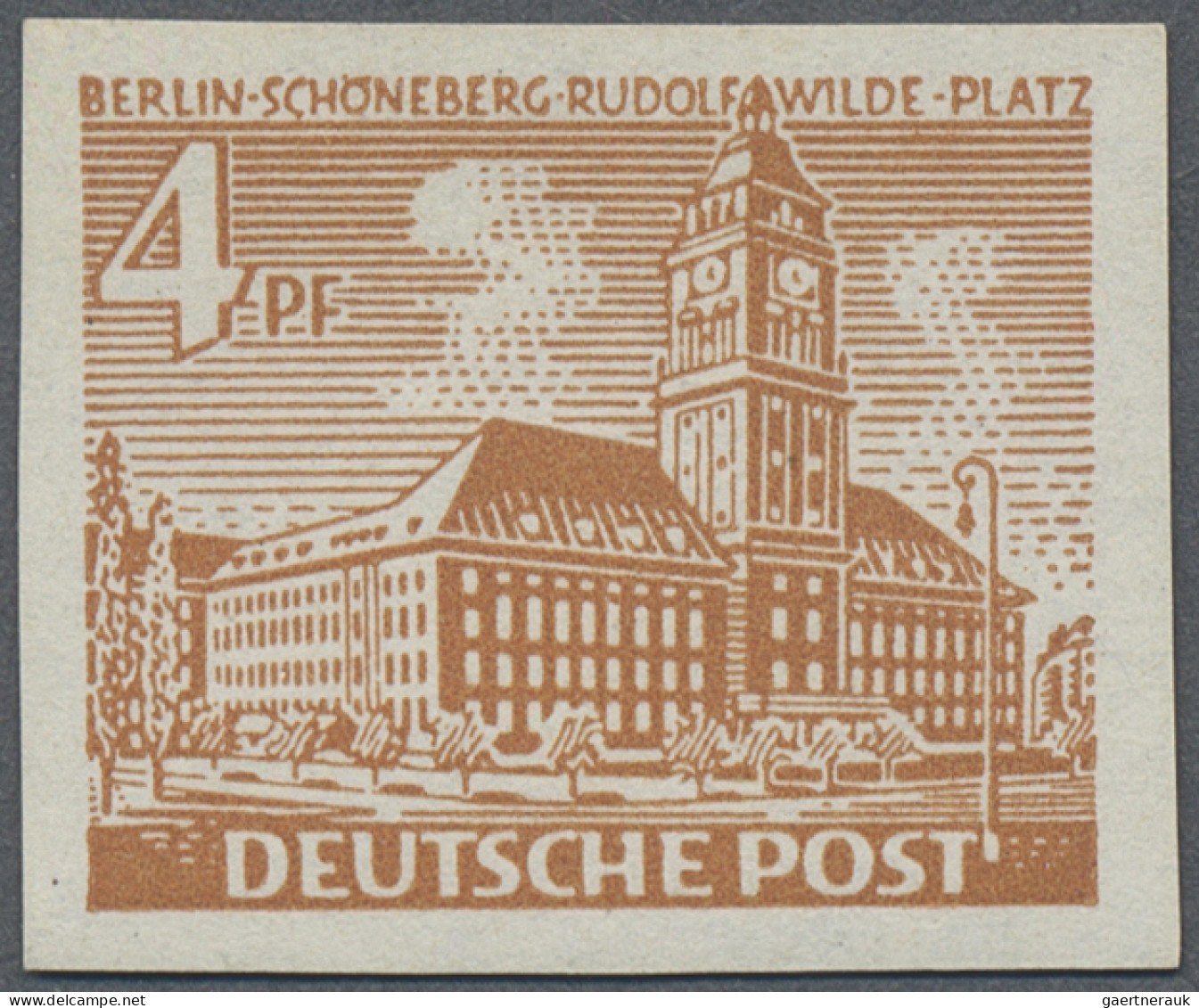 Berlin: 1949, Bauten I, 4 Pf Schöneberger Rathaus, Tadellos Postfrisches, UNGEZÄ - Ungebraucht