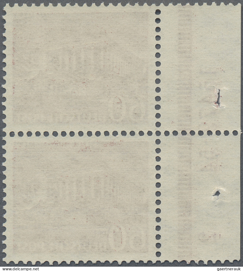 Berlin: 1949, BAUTEN I, 60 Pf Im Postfrischen Rand-Paar Mit Kompletter HAN 15479 - Unused Stamps