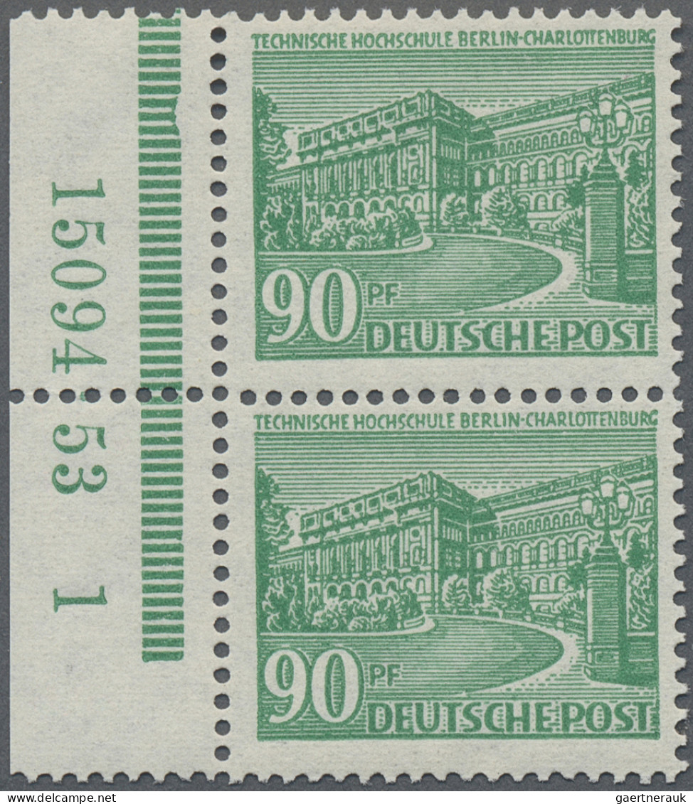 Berlin: 1949, BAUTEN I, 90 Pf Im Postfrischen Rand-Paar Mit Kompletter HAN 15094 - Ongebruikt