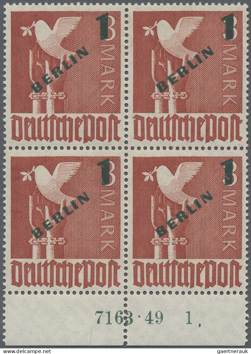 Berlin: 1949, Freimarken 1 (DM) Auf 3 (M) Mit Grünem Aufdruck BERLIN, Perfekter - Unused Stamps
