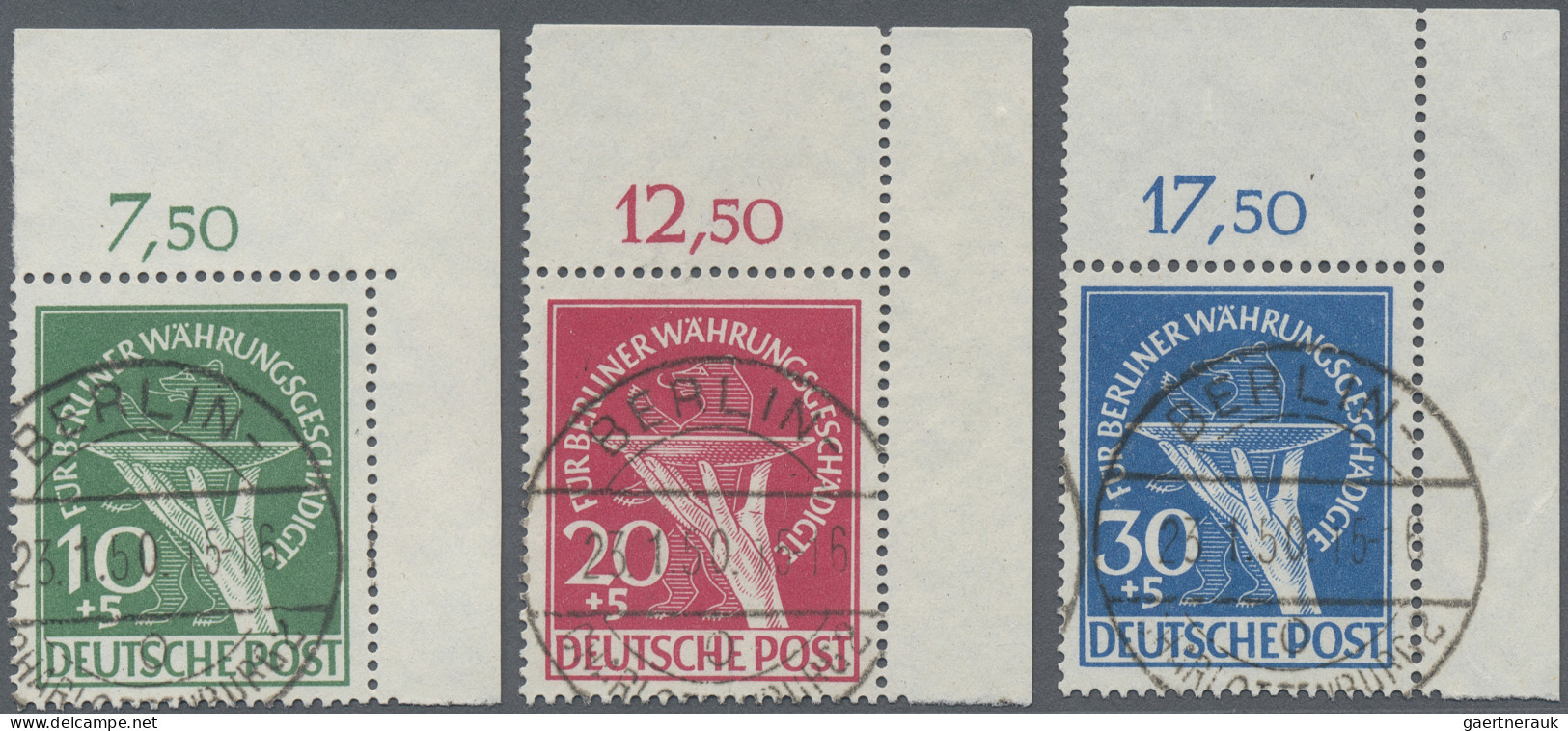 Berlin: 1949, 10 - 30 Pf "Währungsgeschädigte", Kompletter Satz Einheitlich Aus - Oblitérés