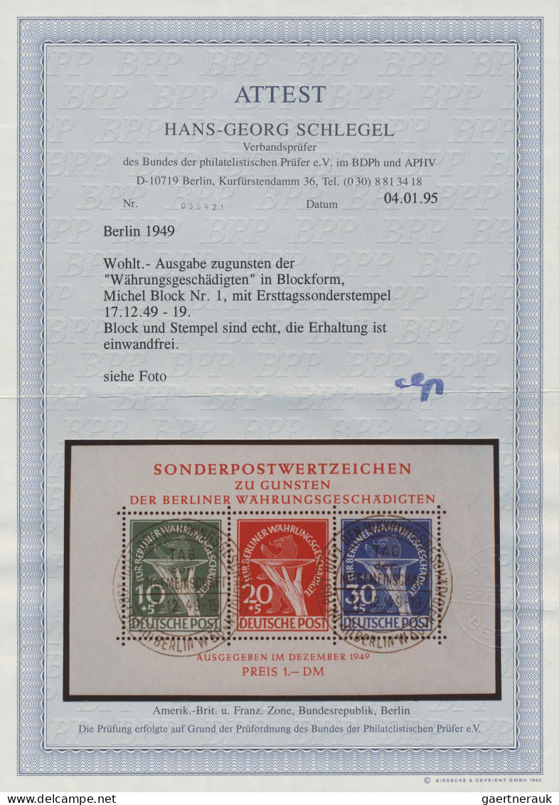 Berlin: 1949, Währungsgeschädigte-Block, Ideal Gestempelt Mit Zwei ESST Vom 17.1 - Used Stamps