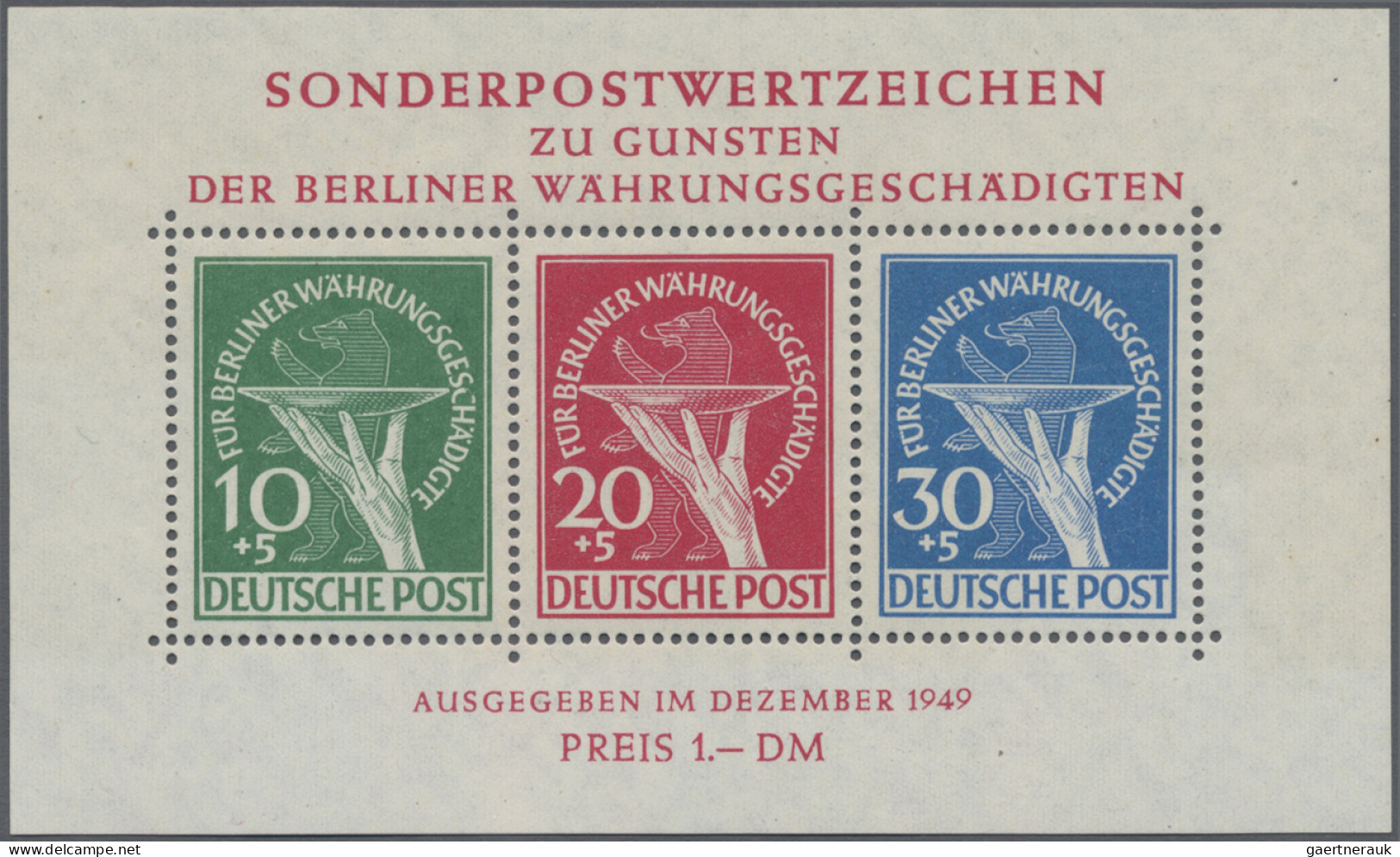 Berlin: 1949, Währungs-Block Mit Plattenfehlern 68 I "Gebrochenes C" Und 70 I "S - Neufs