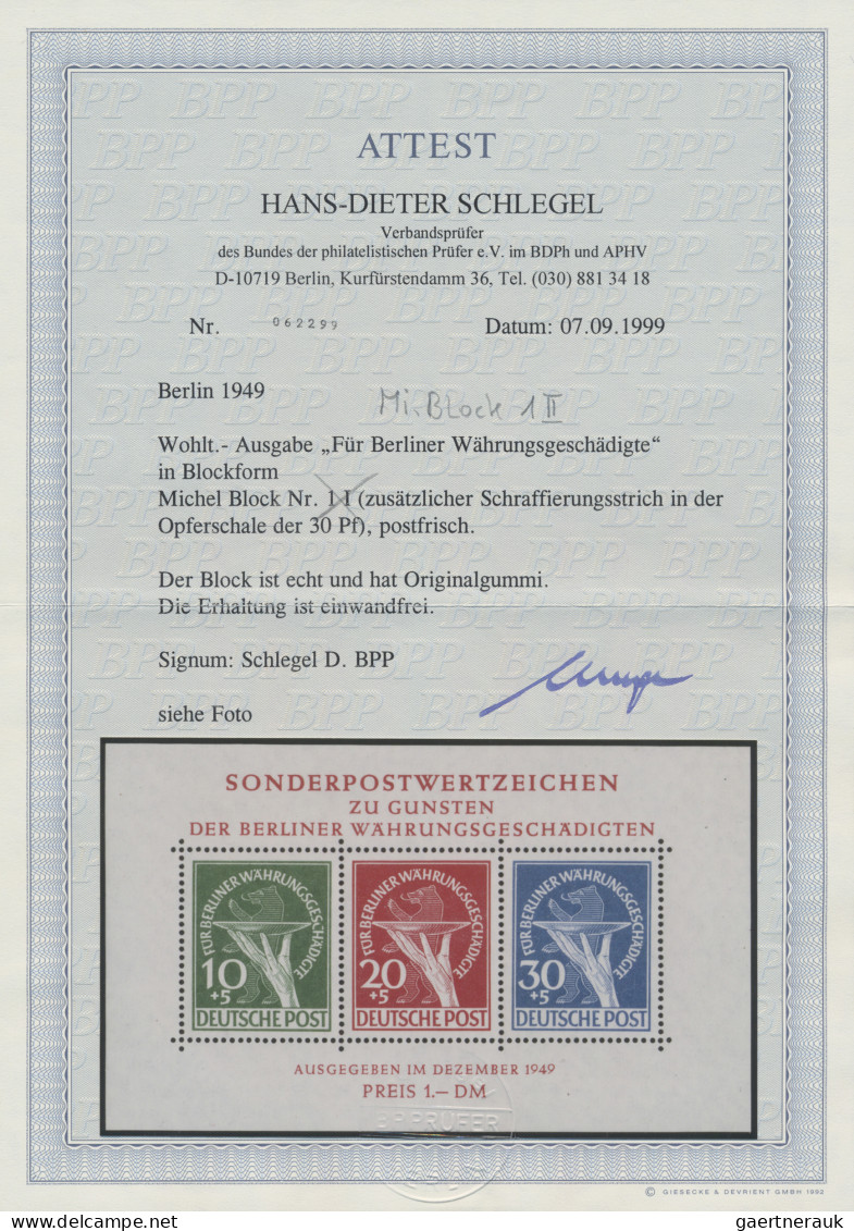 Berlin: 1949, Währungs-Block Mit Plattenfehlern 68 I "Gebrochenes C" Und 70 I "S - Unused Stamps