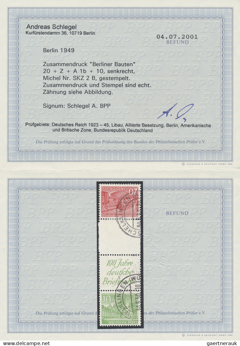 Berlin - Zusammendrucke: 1949, Senkrechter Zusammendruck Berliner Bauten 20+Z+R1 - Zusammendrucke