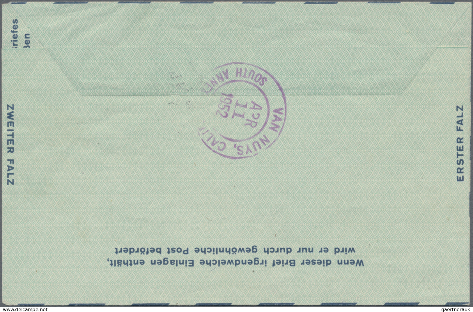 Berlin - Ganzsachen: 1952, Luftpostfaltbrief 60 Pfg. Mit Zusatzfrankatur 40 Pfg. - Other & Unclassified