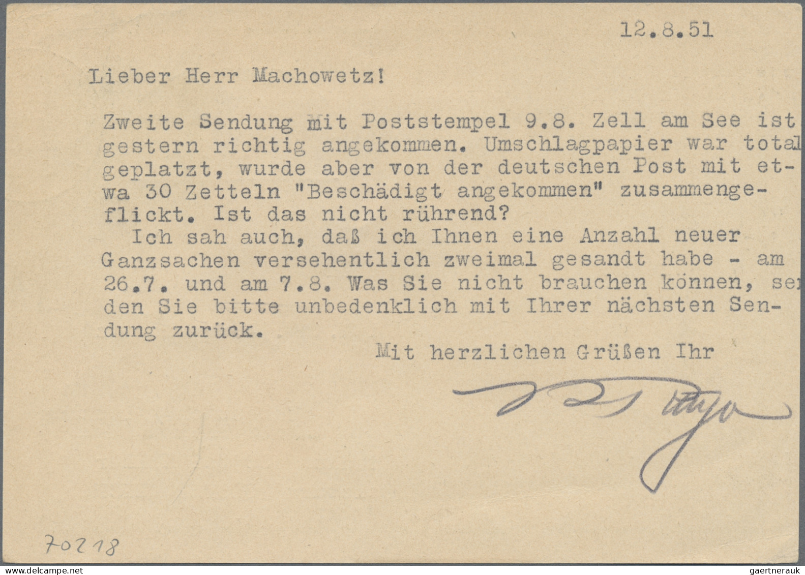 Berlin - Ganzsachen: 1951, Berliner Philharmonie, Postkarte Links Unten Mit Zudr - Other & Unclassified