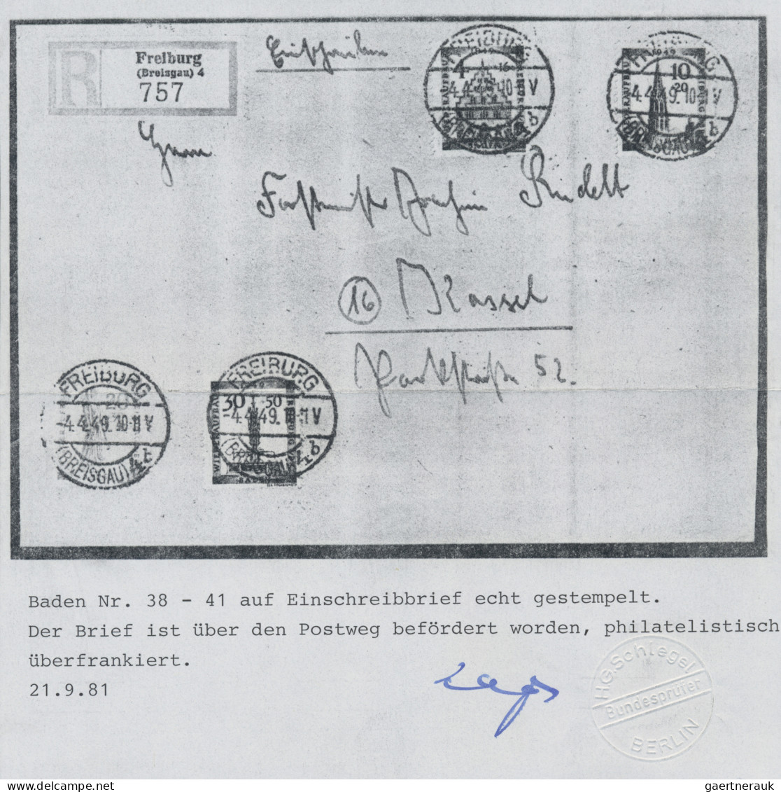 Französische Zone - Baden: 1949, Wiederaufbau, Kompletter Satz Auf Philatelistis - Other & Unclassified