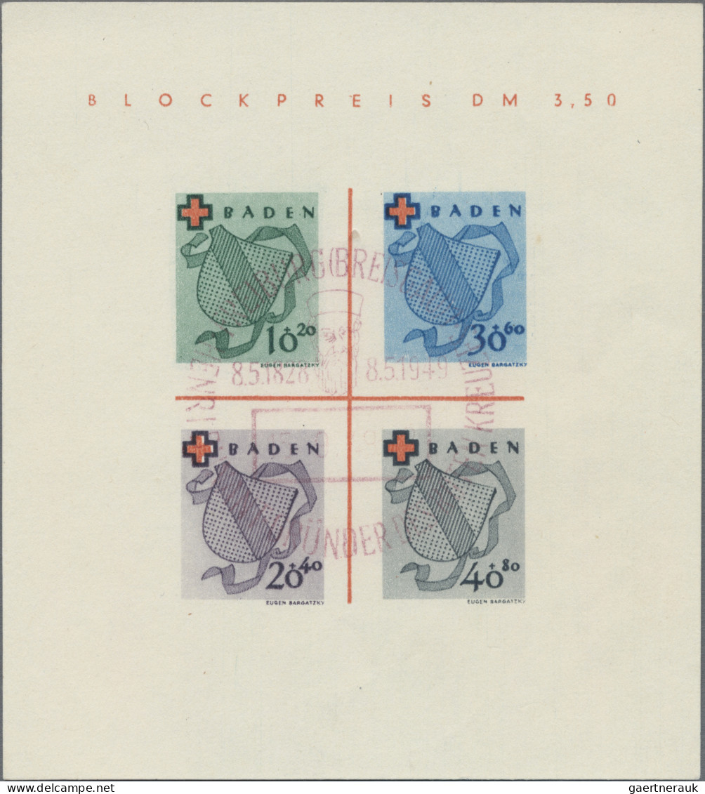 Französische Zone - Baden: 1949, Blockausgabe Rotes Kreuz, Type II, Entwertet Mi - Autres & Non Classés