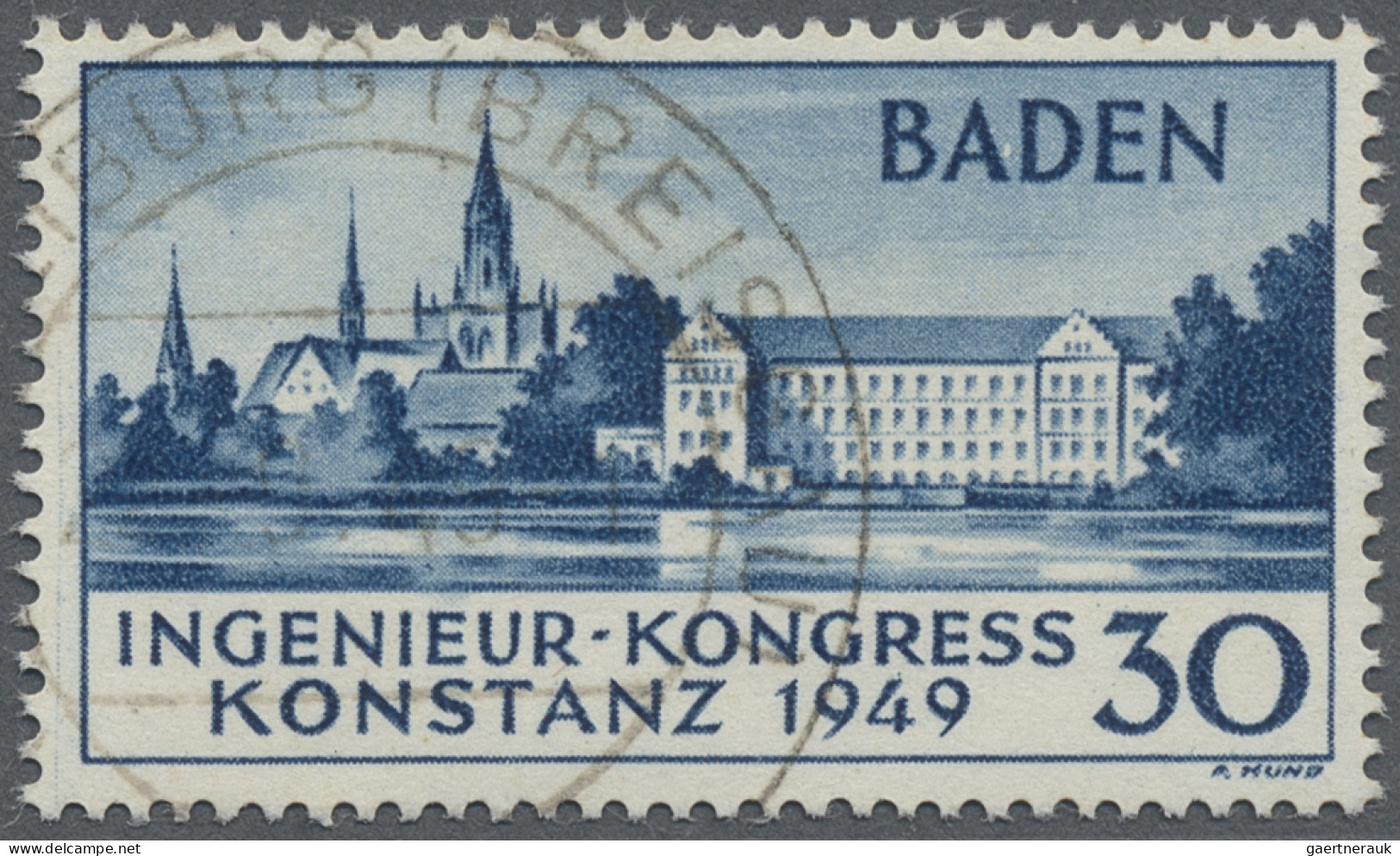 Französische Zone - Baden: 1949, 30 Pf. Ingenieur-Kongress Konstanz 2.Auflage, S - Andere & Zonder Classificatie