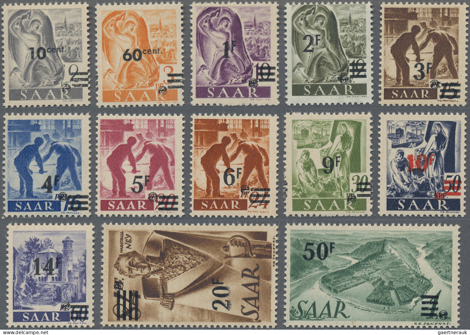 Saarland (1947/56): 1947, URDRUCK, Freimarken-Serie 13 Werte Komplett, Einwandfr - Unused Stamps