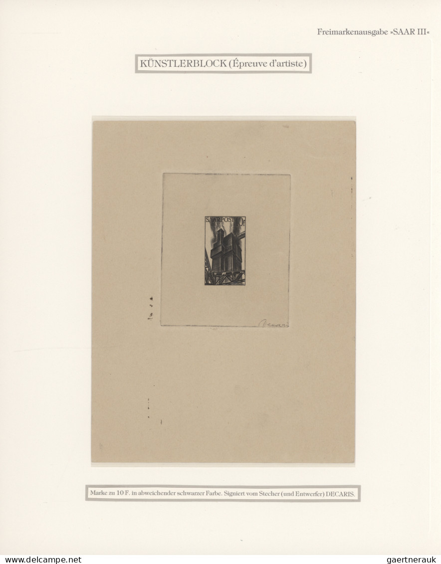 Saarland (1947/56): 1948, 10 Fr Bis 50 Fr Freimarken Als Künstlerblocks In Schwa - Nuovi