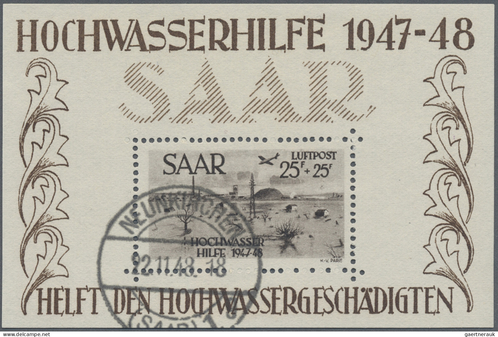 Saarland (1947/56): 1948, Hochwasser-Blockpaar Sauber Gestempelt "NEUNKIRCHEN (S - Oblitérés