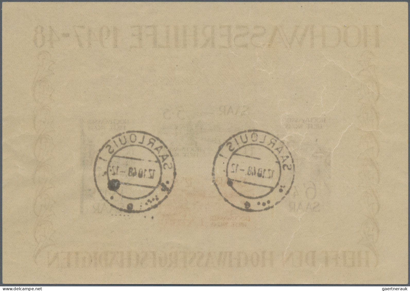 Saarland (1947/56): 1948 Geschnittener Block "Hochwasserhilfe" In Type II, Geste - Used Stamps